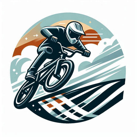 Motocross rider on the track. Extreme motocross vector illustration.のイラスト素材
