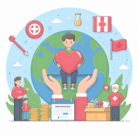 World health day concept. Flat vector illustration of world health day.のイラスト素材