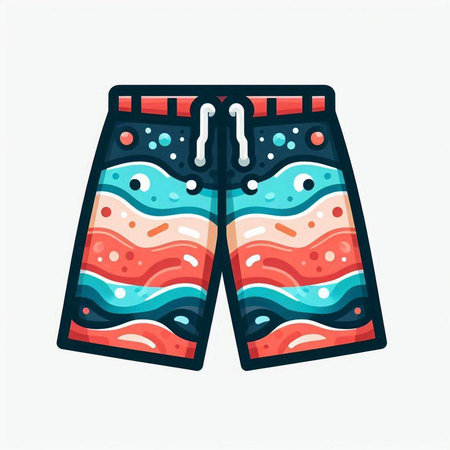 Vector illustration of swimming trunks isolated on white background. Flat style designのイラスト素材