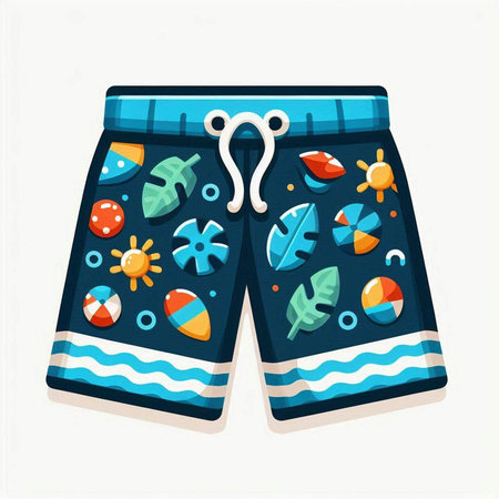 Swimming trunks isolated on white background. Vector illustration in flat style.のイラスト素材