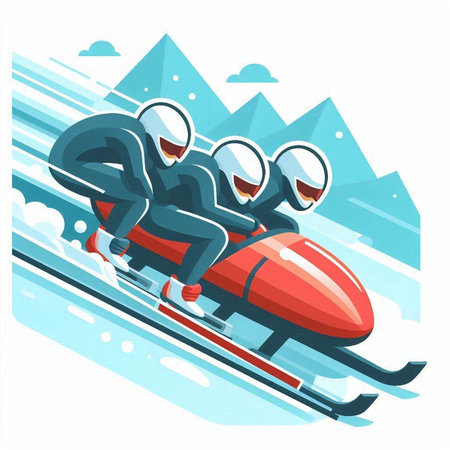 Skiing people. Cartoon illustration of skiing people vector concept for web designのイラスト素材