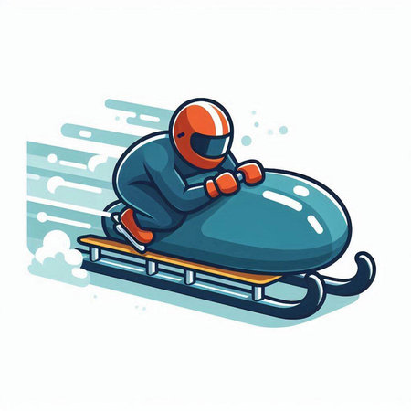 Snowboarder rides on a snowmobile. Cartoon vector illustration.のイラスト素材