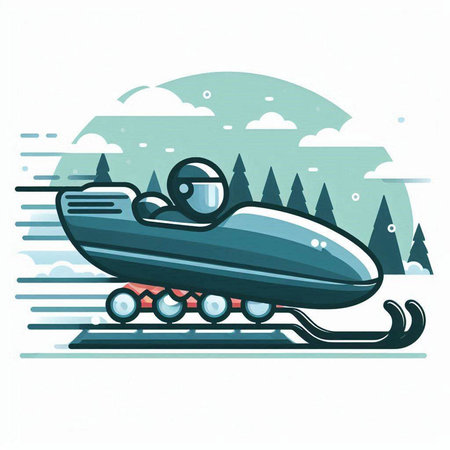 Snowmobile in the mountains. Snowmobiling. Vector illustration.のイラスト素材