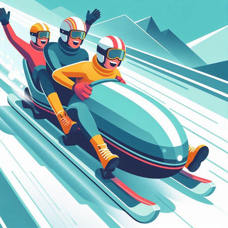 Snowboarders riding on snowboards. Extreme winter sport. Vector illustrationのイラスト素材