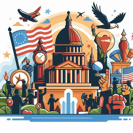 Vector illustration of the United States Capitol Building in Washington DC, USA.のイラスト素材
