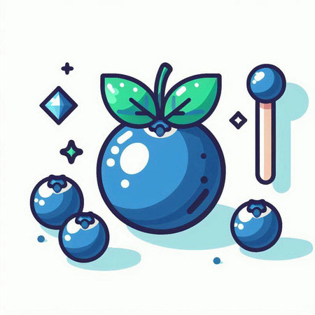 Blueberry fruit vector illustration on white background. Blueberry icon.のイラスト素材