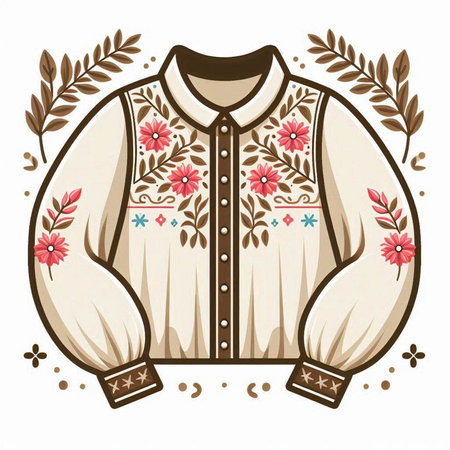 Denim jacket with floral pattern. Vector illustration on white background.のイラスト素材