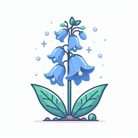 Blue bellflower on white background. Vector illustration in flat style.のイラスト素材