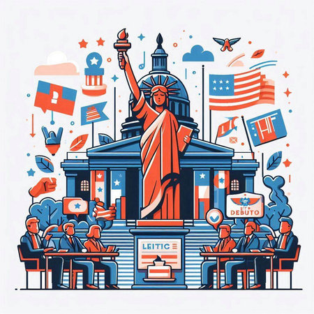 Statue of Liberty, New York City, United States of America, vector illustration.のイラスト素材