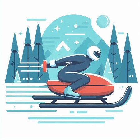 Snowboarder on a snowmobile. Flat style vector illustration.のイラスト素材