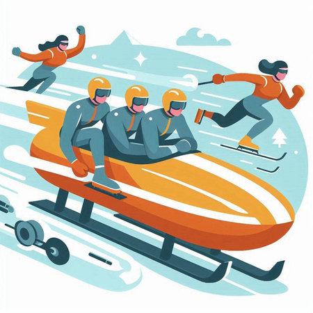 Snowboarders riding on snowboards. Winter sport vector illustration.のイラスト素材