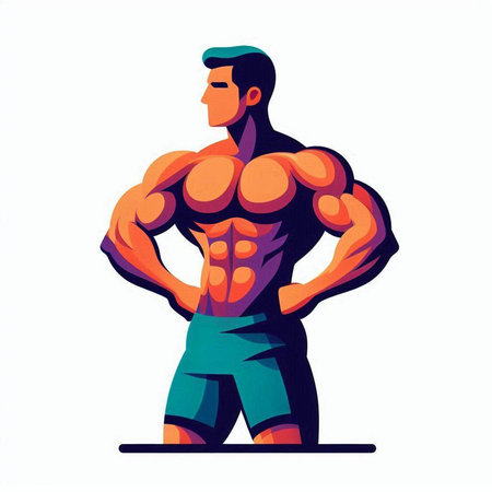 Bodybuilder. Vector illustration of a man with a strong body.のイラスト素材