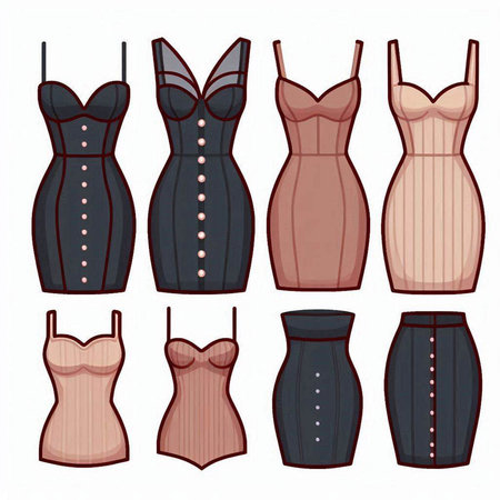 Women's lingerie set. Clothes collection. Vector illustration.のイラスト素材