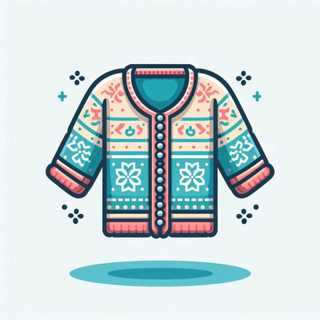 Vector illustration of a knitted jacket with a pattern. Winter clothing.のイラスト素材