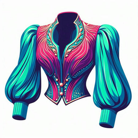 Vector illustration of a blouse with a pattern on a mannequinのイラスト素材