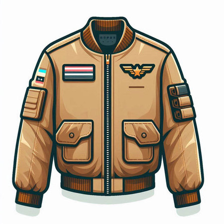 Military jacket isolated on white background. Vector illustration in cartoon style.のイラスト素材