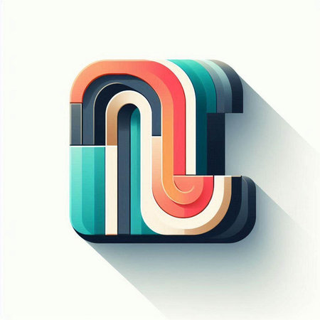 3d multicolored paper cut style letter J, vector illustrationのイラスト素材