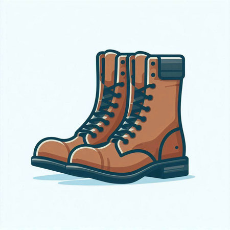 Vector illustration of a pair of brown boots on a white background.のイラスト素材