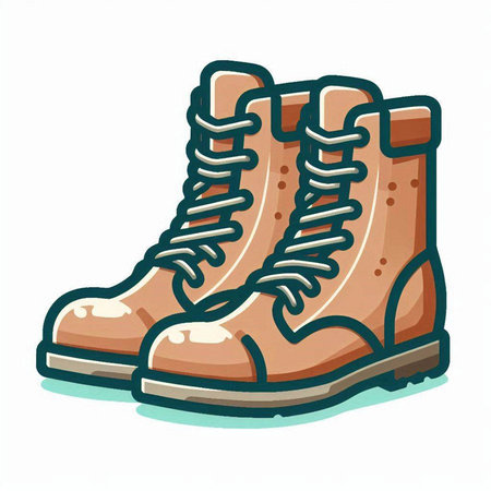 Hiking boots isolated on white background. Cartoon style. Vector illustration.のイラスト素材