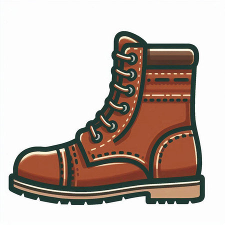 Vector illustration of a brown boot. Isolated on white background.のイラスト素材