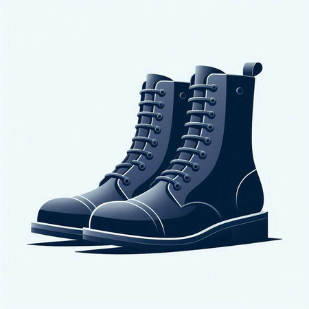 Vector illustration of a pair of black winter boots on a light backgroundのイラスト素材