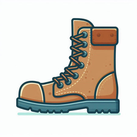 Hiking boot isolated on white background. Vector illustration in doodle style.のイラスト素材