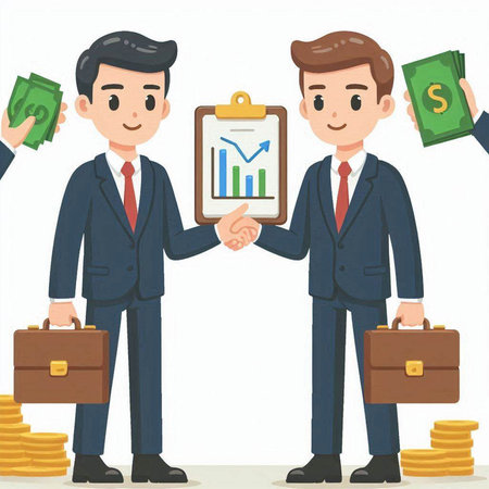 Businessman and Businessman with briefcase and money. Vector illustration.のイラスト素材