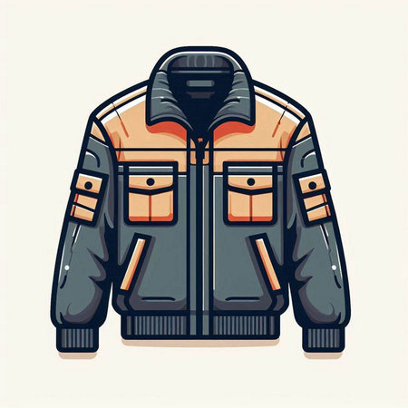 Winter jacket isolated on white background. Vector illustration in cartoon style.のイラスト素材