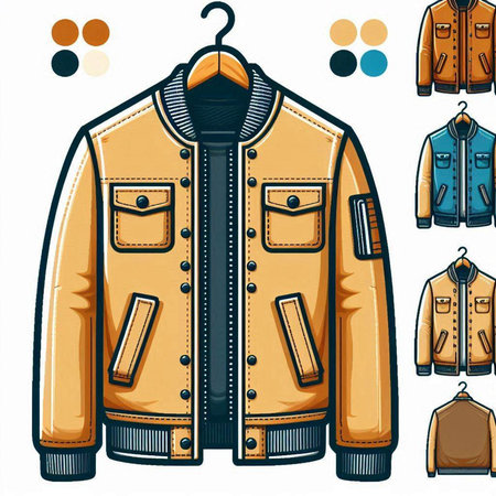 Stylish jacket isolated on white background. Vector illustration in retro style.のイラスト素材