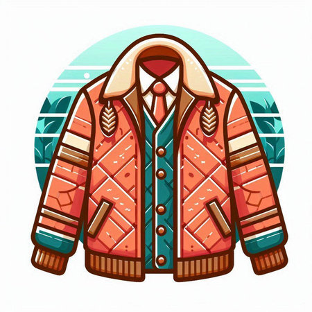 Winter jacket. Vector illustration isolated on white background. Cartoon style.のイラスト素材