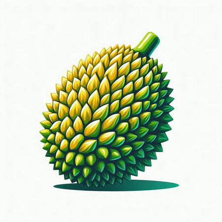 Green durian fruit isolated on white background. Vector illustration for your designのイラスト素材