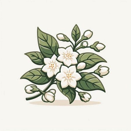 Jasmine flowers. Vector illustration of jasmine flowers.のイラスト素材