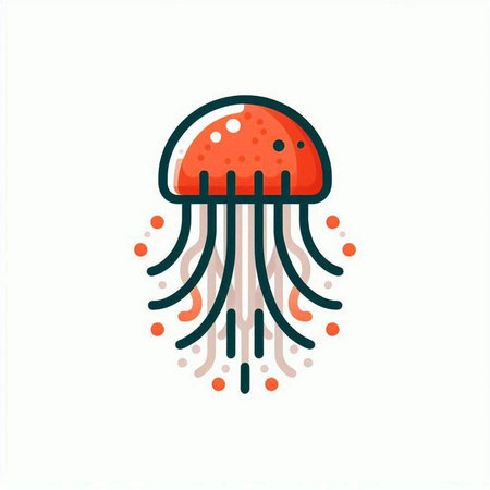 Jellyfish icon on white background. Vector illustration in flat style.のイラスト素材