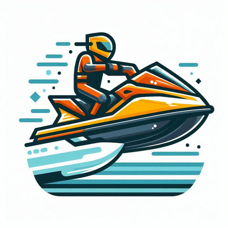 Jet ski vector illustration, isolated on white background. Extreme water sport.のイラスト素材