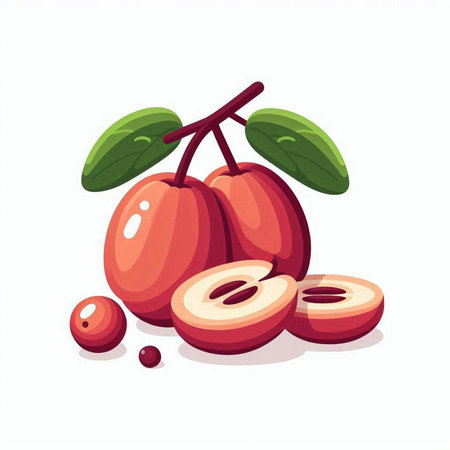 Cranberry fruits with leaves and seeds. Vector illustration in cartoon styleのイラスト素材