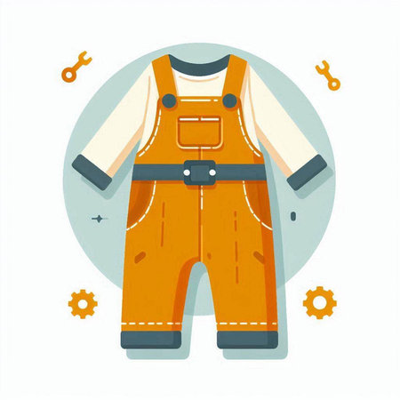 Construction overalls. Vector illustration in a flat style on a white background.のイラスト素材
