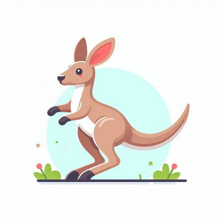 Kangaroo. Cartoon animal. Vector illustration in flat style.のイラスト素材