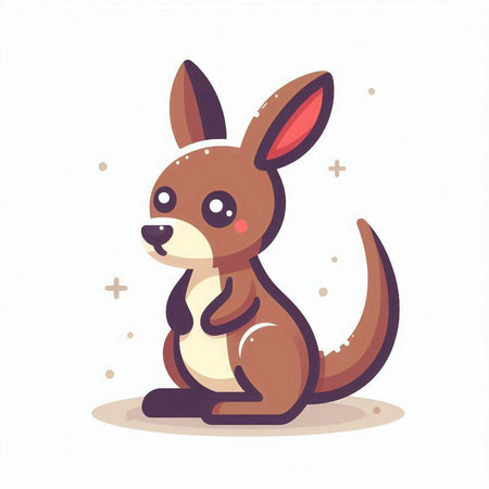 Cute kangaroo. Cartoon animal character. Vector illustration.のイラスト素材