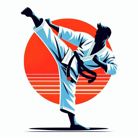 Taekwondo vector illustration. Karate karate man.のイラスト素材