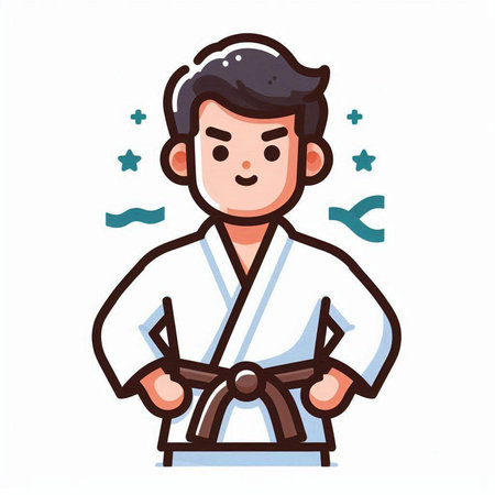 Tae Kwon Do student in kimono. Vector illustration.のイラスト素材