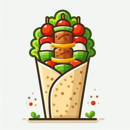 Shish kebab in pita bread. Vector illustration.のイラスト素材