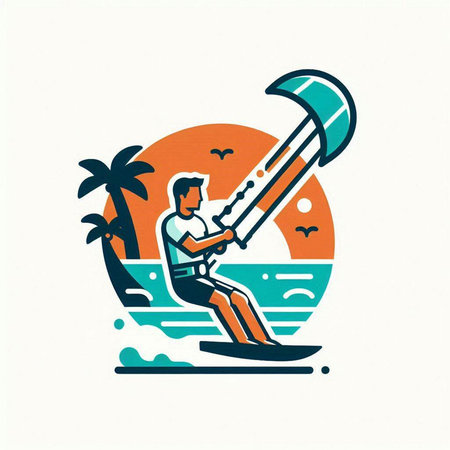 Surfer riding a wave on the ocean. Vector illustration in retro styleのイラスト素材