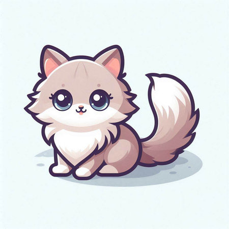 Cute little kitten on white background. Vector illustration. Cartoon style.のイラスト素材