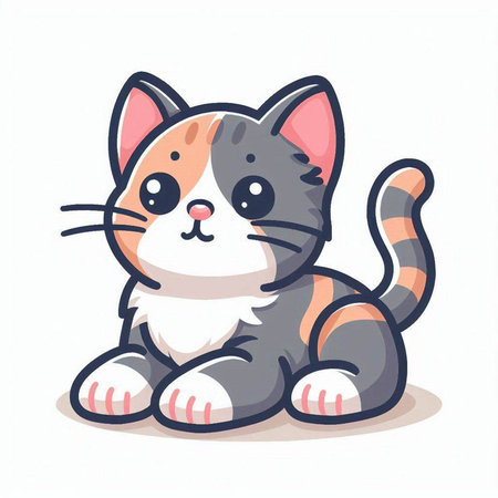 Cute cartoon cat. Vector illustration isolated on a white background.のイラスト素材