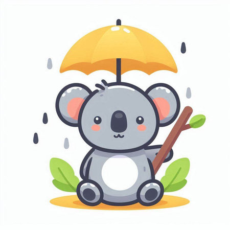 Cute koala with umbrella. Vector illustration in cartoon style.のイラスト素材