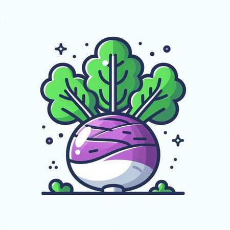 Cute kohlrabi icon. Vegetable vector illustration.のイラスト素材