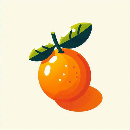 Orange fruit with leaves, vector illustration, eps10, no transparencyのイラスト素材