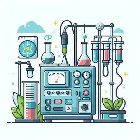 Laboratory equipment. Medical equipment. Vector illustration in flat style.のイラスト素材