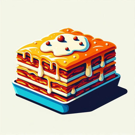 Piece of cake with cream and sour cream. Vector illustration.のイラスト素材