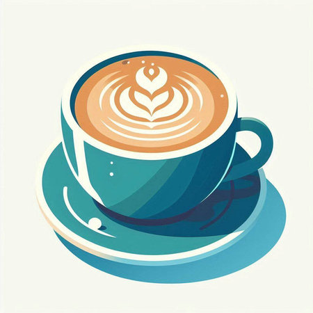 Cup of coffee with latte art on white background. Vector illustration.のイラスト素材
